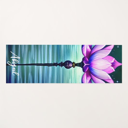 Aangepaste, mooie, lichtroze, roze lotusventilator yogamat (Voorkant (horizontaal))