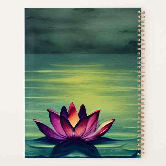 Aangepaste mooie Lotus Flower en Full Moon Planner (Achterkant)