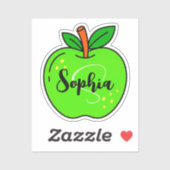 Aangepaste Mooie Naam & Monogram | Groene Appel Le Sticker (Vel)