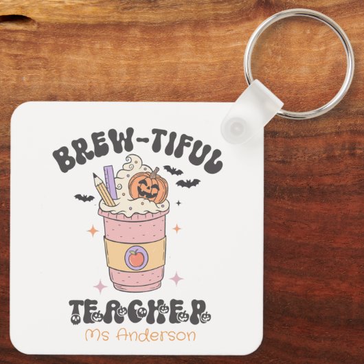Aangepaste Mooie Onderwijzer Halloween Sleutelhanger (Achterkant)