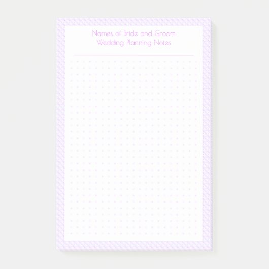 Aangepaste Mooie Paarse Stippenraster Huwelijkspla Post-it® Notes (Voorkant)