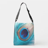 Aangepaste mooie pauwenveer met naam crossbody tas (Achterkant)