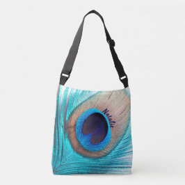 Aangepaste mooie pauwenveer met naam crossbody tas