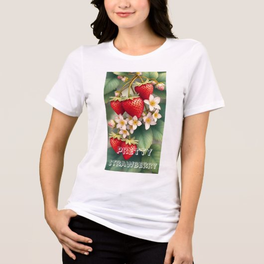 Aangepaste Mooie Rode Aardbei Gepersonaliseerd Tri-Blend Shirt (Voorkant)