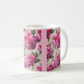 Aangepaste mooie roze rozen bloemen koffiemok (Voorkant rechts)
