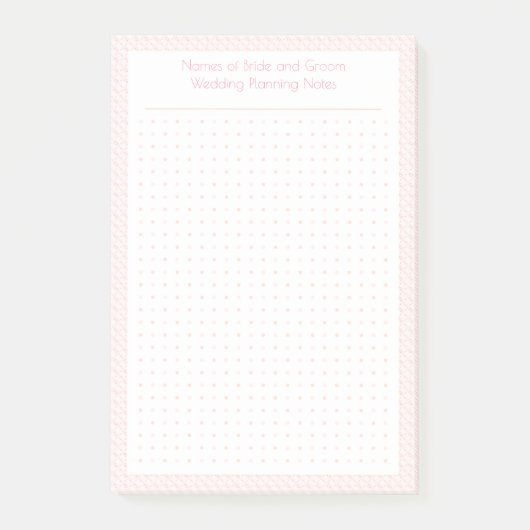Aangepaste mooie roze stippenraster Huwelijksplan  Post-it® Notes (Voorkant)