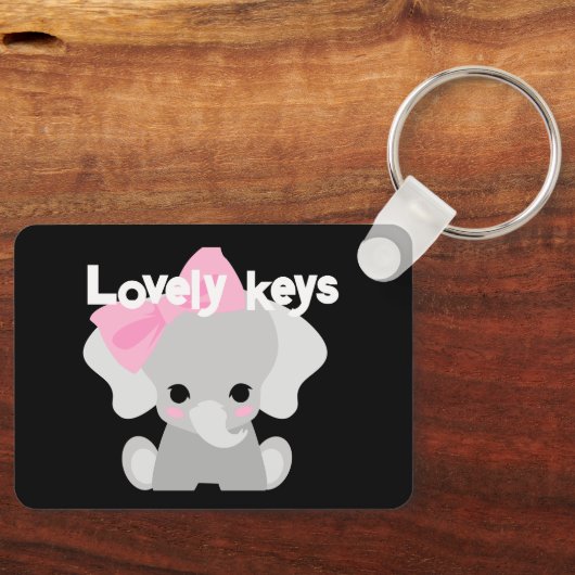 Aangepaste Mooie Sleutels Tekst Baby Leuke olifant Sleutelhanger (Voorkant)