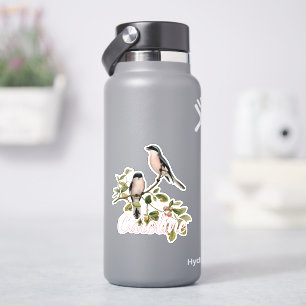 Aangepaste Mooie Vintage Vogels In Rode Besbesboom Sticker