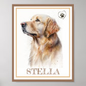 Aangepaste mooie Waterverf hond (GoldenRetriever) Poster (Voorkant)