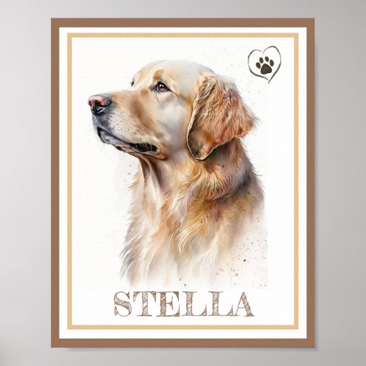 Aangepaste mooie Waterverf hond (GoldenRetriever) Poster (Voorkant)