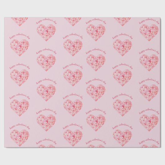 Aangepaste Mooie Waterverf Roos Hart Valentijnsdag Cadeaupapier (Zoom)