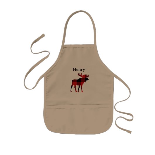 Aangepaste Moose Buffalo Check Winter Kinder Schort (Voorkant)