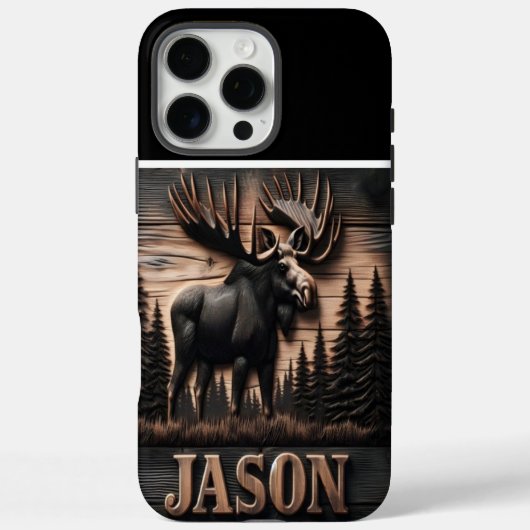 Aangepaste Moose houtsnijwerk Case-Mate iPhone Case (Achterkant)