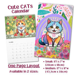 Aangepaste Mop Adorabele Kawaii Cartoon Katten Kalender