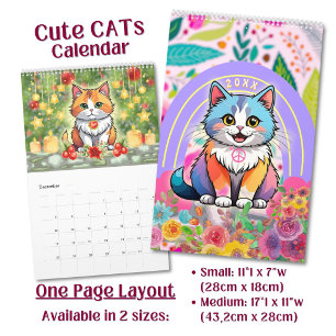Aangepaste Mop Adorabele Kawaii Cartoon Katten Kalender