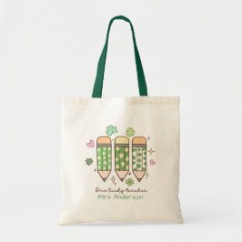 Aangepaste Mop Retro Eén Geluksleraar Potlood Tote Bag