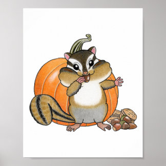 Aangepaste Mopige Eekhoorn Pompoen Kinderkamer pos Poster