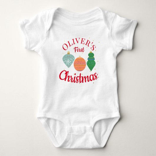 Aangepaste Mopige Kawaii Kerstboomversiering Baby  Romper (Voorkant)