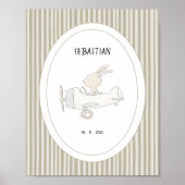 Aangepaste Mopige Piloot Konijn Babykamer Naam Dat Poster (Voorkant)