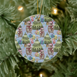 Aangepaste Moppe Vintage Kerstmis Quokka Keramisch Ornament
