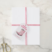 Aangepaste Moppertje Roze Cowboylaars Howdy Valent Cadeaulabel (Met Touw)