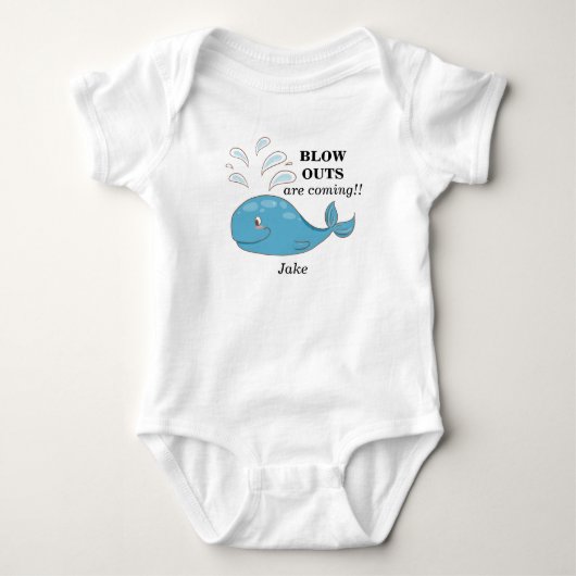 Aangepaste Moppige Blauwe Walvis Uitblaasfeestjes Romper (Voorkant)
