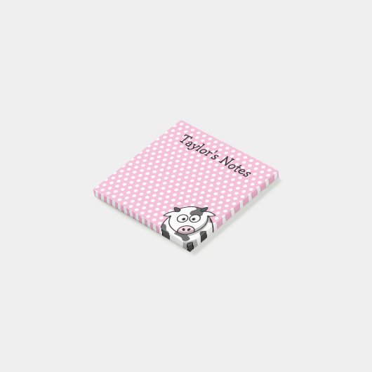 Aangepaste Moppige Grappige Cartoon Koe Post-it® Notes (Schuin)