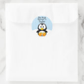 Aangepaste Moppige Grappige Cartoon Pinguïn Blauwe Ronde Sticker (Tas)