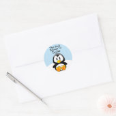 Aangepaste Moppige Grappige Cartoon Pinguïn Blauwe Ronde Sticker (Envelop)