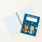 Aangepaste Moppige Katten Terug-naar-school Gepers Notitieboek (Binnen)