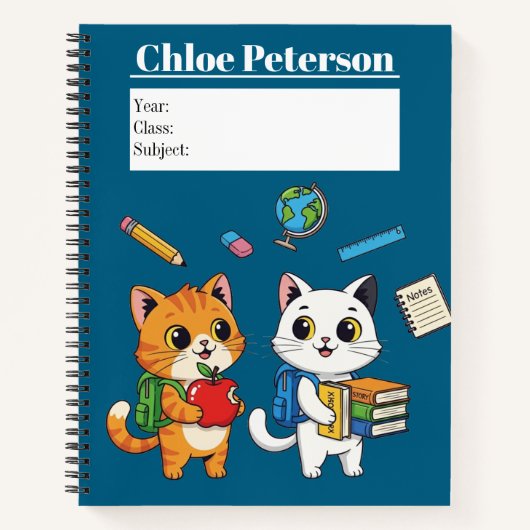 Aangepaste Moppige Katten Terug-naar-school Gepers Notitieboek (Voorkant)