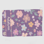 Aangepaste Mopshartige Vintage Bloem Geschenken vo Golfhanddoek (Horizontaal)