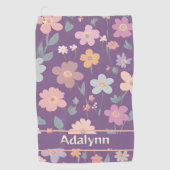 Aangepaste Mopshartige Vintage Bloem Geschenken vo Golfhanddoek (Voorkant)