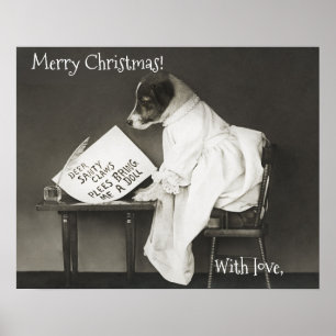 Aangepaste Mopshond Kerst Huis Decoratie Poster