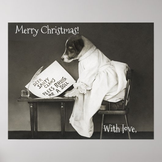 Aangepaste Mopshond Kerst Huis Decoratie Poster (Voorkant)