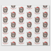 Aangepaste Mopshond Kerstkat met Kerstman Hoed Cadeaupapier (Vlak)