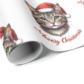 Aangepaste Mopshond Kerstkat met Kerstman Hoed Cadeaupapier (Rol Hoek)
