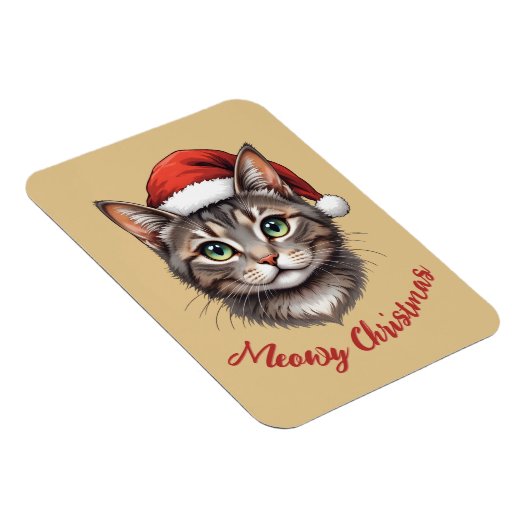 Aangepaste Mopshond Kerstkat met Kerstman Hoed Magneet (Rechterzijde)