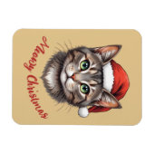 Aangepaste Mopshond Kerstkat met Kerstman Hoed Magneet (Horizontaal)