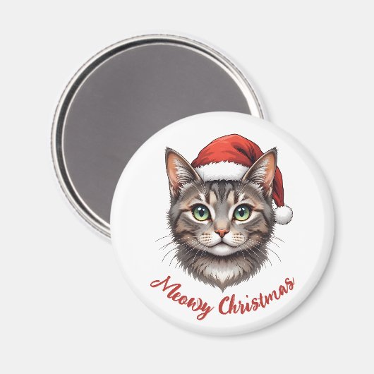 Aangepaste Mopshond Kerstkat met Kerstman Hoed Magneet (Voorkant / Achterkant)