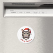 Aangepaste Mopshond Kerstkat met Kerstman Hoed Magneet (Insitu (Vaatwasser))