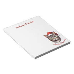 Aangepaste Mopshond Kerstkat met Kerstman Hoed Notitieblok