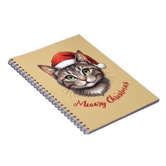 Aangepaste Mopshond Kerstkat met Kerstman Hoed Notitieboek (Rechterzijde)