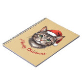Aangepaste Mopshond Kerstkat met Kerstman Hoed Notitieboek (Linkerzijde)