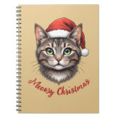 Aangepaste Mopshond Kerstkat met Kerstman Hoed Notitieboek (Voorkant)