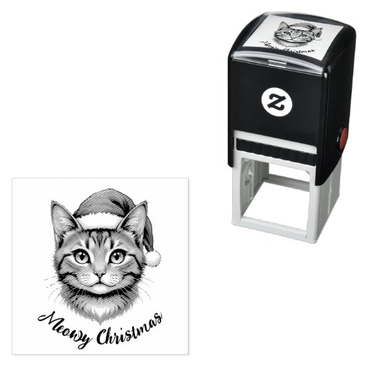 Aangepaste Mopshond Kerstkat met Kerstman Hoed Zelfinktende Stempel (In situ)