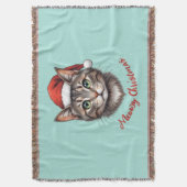 Aangepaste Mopshond Kerstkat met Kerstmannenhoed Deken (Voorkant Verticaal)