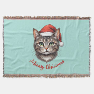 Aangepaste Mopshond Kerstkat met Kerstmannenhoed Deken