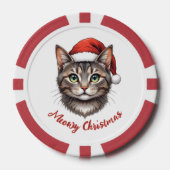 Aangepaste Mopshond Kerstkat met Kerstmannenhoed Poker Chips (Voorkant)