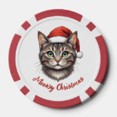 Aangepaste Mopshond Kerstkat met Kerstmannenhoed Poker Chips (Achterkant)